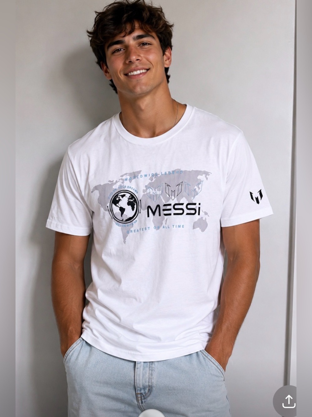 Men's White Messi Graphic Short Sleeve Tee